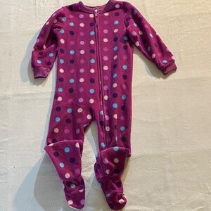 Calvin Klein Toddler Girls' Purple Polka Dot Snug Fit Footie Pajamas 3T